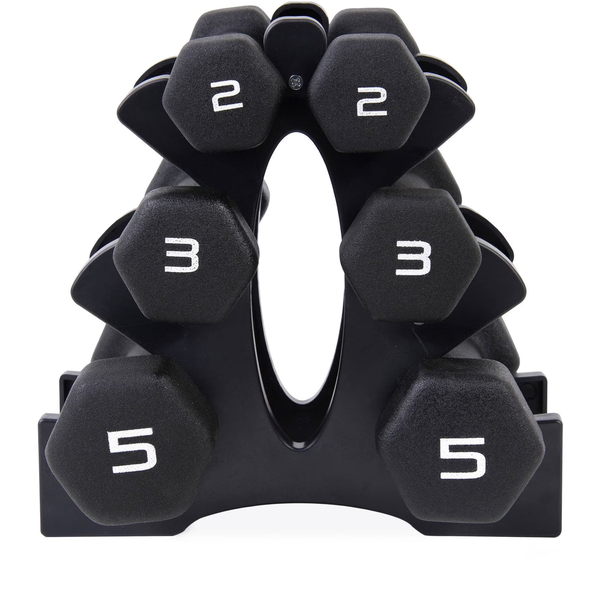 Barbell 32 Lb Neoprene Dumbbell Set with Rack, Black