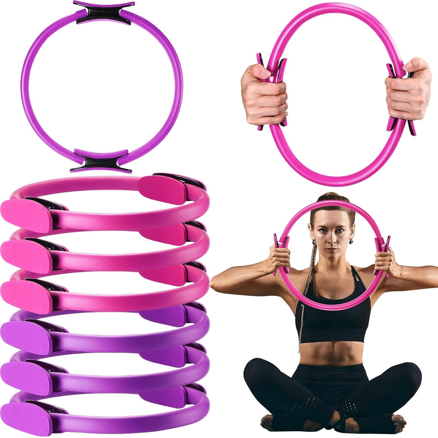 Pilates Ring 11. 81 Inch Pilates Circle Yoga Ring Magic Lightweight Flexible Workout Equipment for Fitness Physical Therapy Resistance Exercise Arms Legs