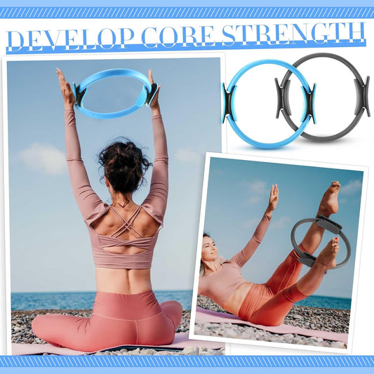 Pilates Equipment Kit for Home Workout Pilates Ring and Ball Set for Women 12'' Circle Yoga Fitness Essentials Kit with Resistance Bands, Yoga Strap, Socks,Bag