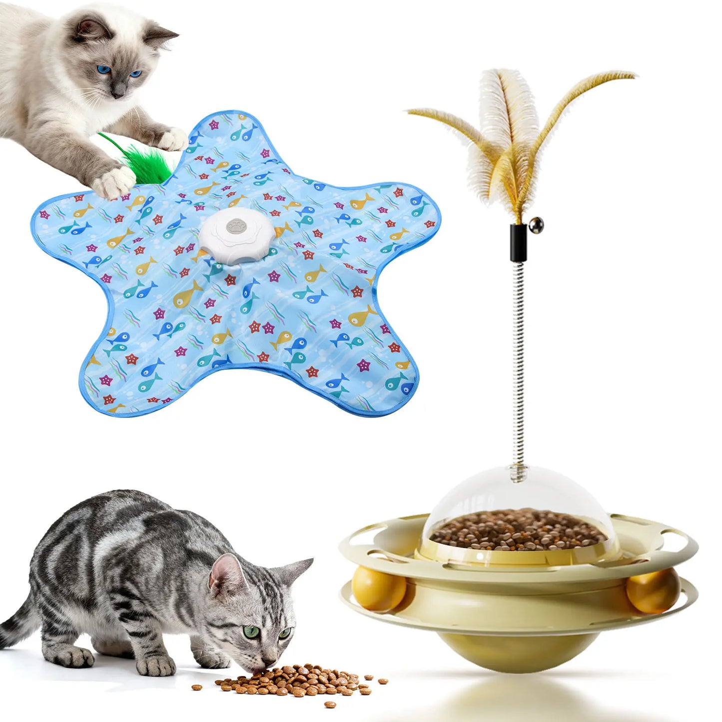 Interactive Unpredicatable Moving Feather Hunting Cat Toy , Hide and Seek Rechargeable Cat Toy for Bored Cat,Automatic Chargeable,Indoor Exercise & Boredom Relief for All Breeds Cats , Essential for Petlovers