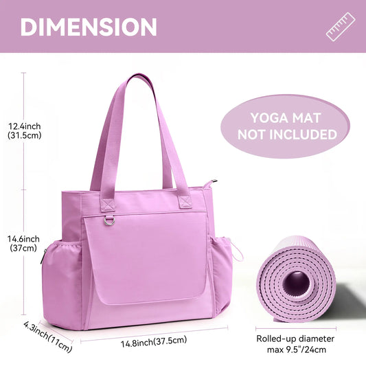 KALIDI Women'S Gym Tote Bag with Yoga Mat Holder & Wet Pocket, Lightweight Waterproof Weekender for Travel, Fitness & Pilates, Casual Sports Bag, Fitness Bag