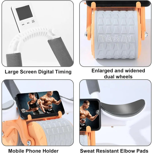 Ab Roller with Knee Pads, Automatic Rebound Ab Roller, Abdominal Training Roller with Elbow Support, Unisex Abdominal Training Equipment - Abdominal Training Roller, Abdominal Wheel, Abdominal Core Trainer, Ab Workout Equipment