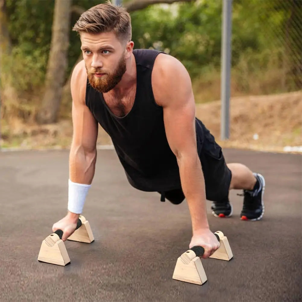 Wooden Parallettes Bars for Home Fitness, Calisthenics Equipment, Handstand Training Bar with Non-Slip Grip Design, Ideal for Strength Training and Gymnastics Practice, Push up Handles, Strength Workout Equipment