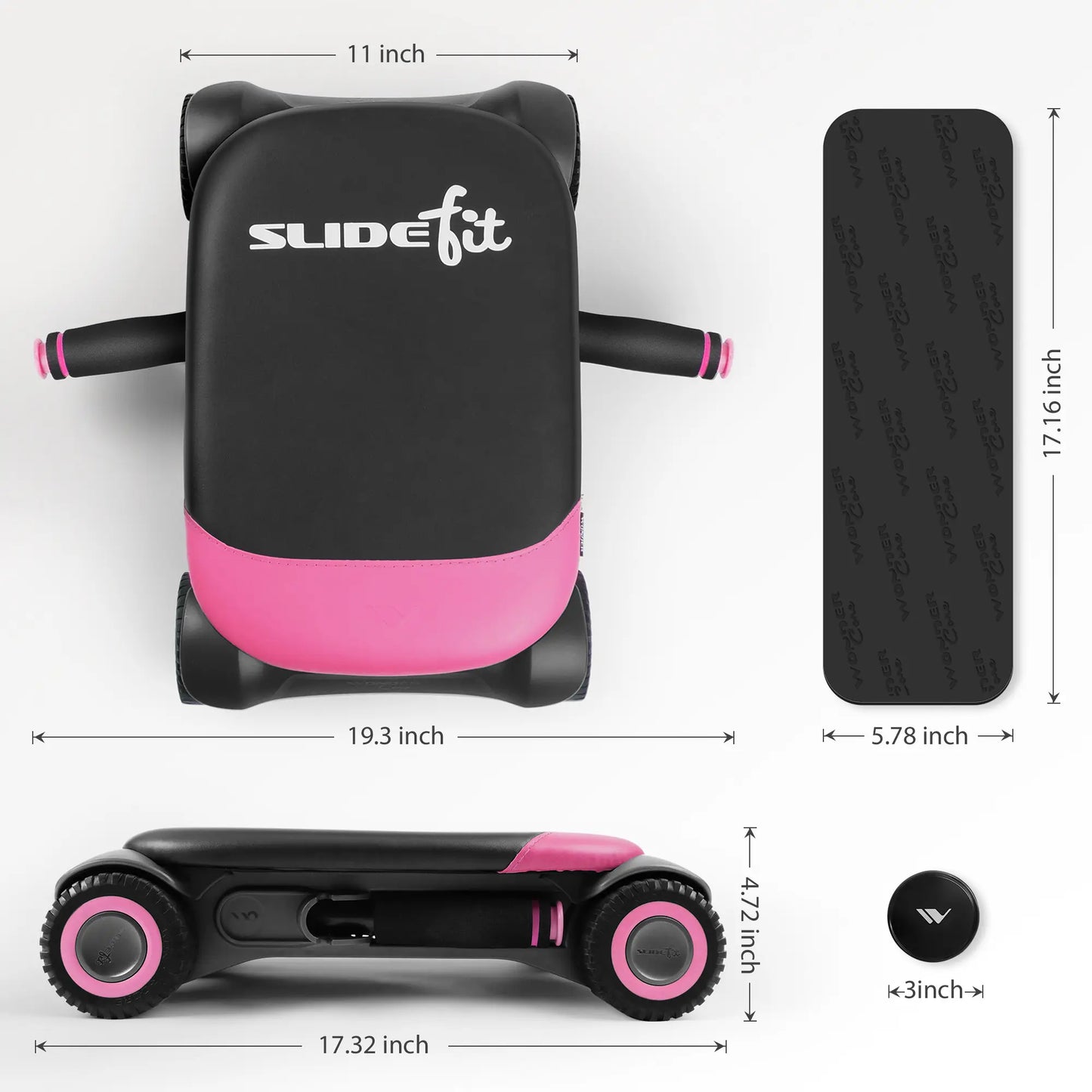 Wonder Core Four-Wheel Ab Roller with Elbow Support and Automatic Rebound for Strong Abdominal Muscles - Adjustable Size