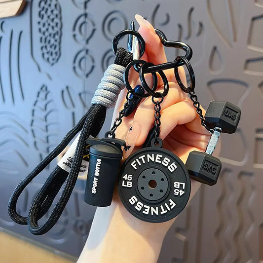 Unisex Cool Cute Matching Gym Keychain Set - Silicone Dumbbell, Kettlebell & Weight Plate Key Rings for Car Keys, Fashion Fitness Accessories for Bags, Keychain Cute