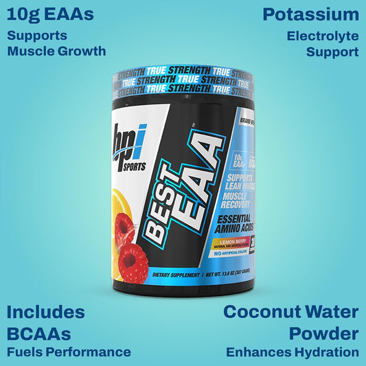 Essential Amino Acids EAA Powder - Pre, Intra & Post Workout Drink - BCAA Powder for Men & Women, EAA + BCAA + Hydration, Advanced Formula with 10G of EAA. (Lemon Berry)