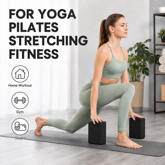Yoga Blocks 2 Pack, Gym Blocks, Exercise Workout Fitness Bricks, Pilates Stretch Handstand Non-Slip