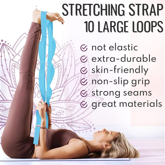 Stretching Strap with 10 Loops for Physical Therapy & Rehab