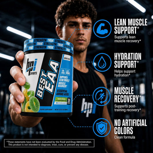 Essential Amino Acids EAA Powder - Pre, Intra & Post Workout Drink - BCAA Powder for Men & Women, EAA + BCAA + Hydration. Advanced Formula with 10G of EAA. (Sour Power)