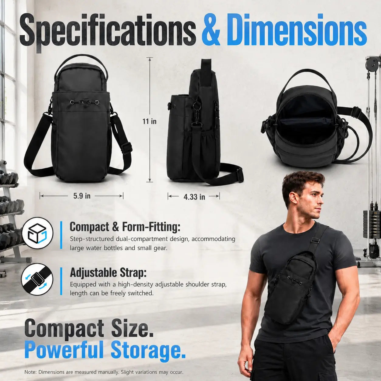 Crossbody Bag for Men and Women, Portable Sling Bag with Multi Pocket Storage Organizer, Waterproof Utility Pouch with Magnetic Closure, Compact Gym Workout Bag for Travel, Sports, Outdoor Activities and Everyday Carry Homeessentials