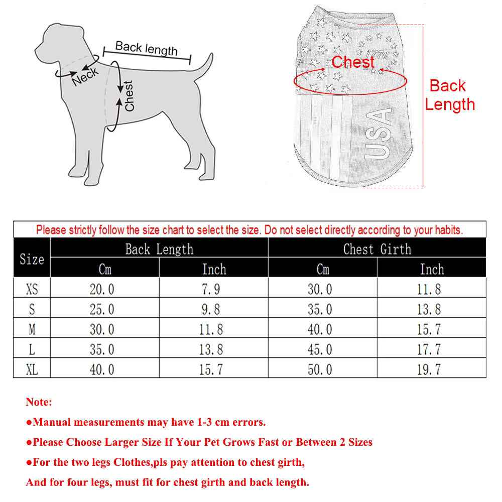 American Flag Dog Shirt, USA Patriotic Pet Vest,Independence Day Clothes for Small Dogs Cats