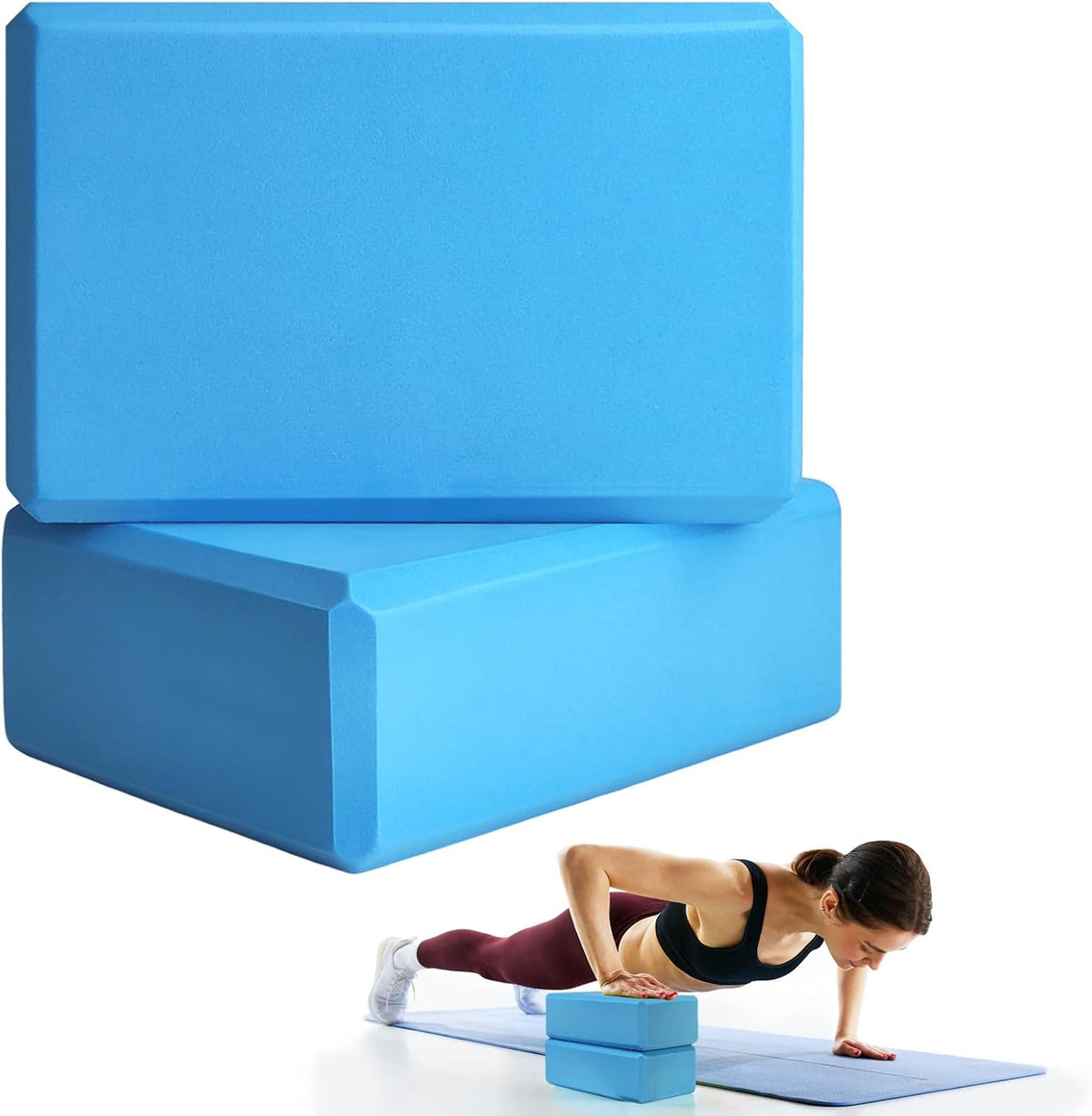 2 Pcs Yoga Blocks, 9X6X3 Inch Foam Blocks for Pilates
