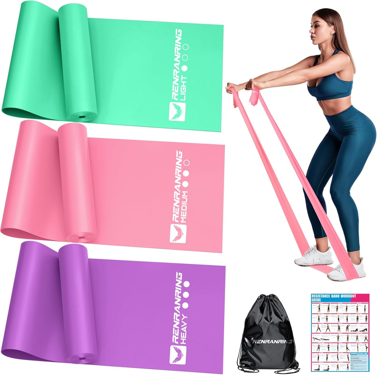Resistance Bands Set, Exercise Bands for Physical Therapy, Pilates, Yoga