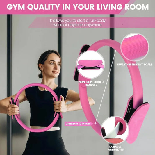 Home Pilates Essentials Kit for Women,Pilates Equipment Set with 9 Inch Yoga Ball,Figure 8 Resistance Band,Pilates Bands & Accessories,Pilates Ring and Ball Set for Beginners Home Workouts