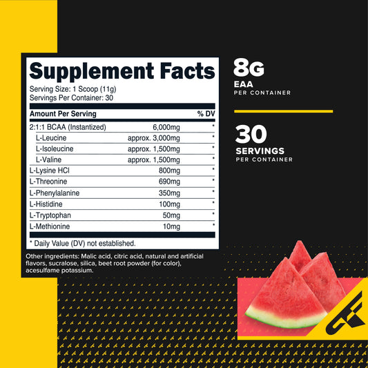EAA Powder 30 Servings (Watermelon) - Essential Amino Acids - Non-Gmo and Gluten Free