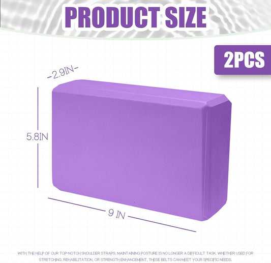 2 Pcs Yoga Blocks, 9X6X3 Inch Foam Blocks for Pilates