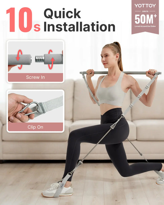 YOTTOY Pilates Bar Kit with Resistance Bands - 3-Bar Pilates Workout Equipment for Legs, Hips, Waist & Arms Workout, Portable Home Gym Exercise Equipment for Women & Men