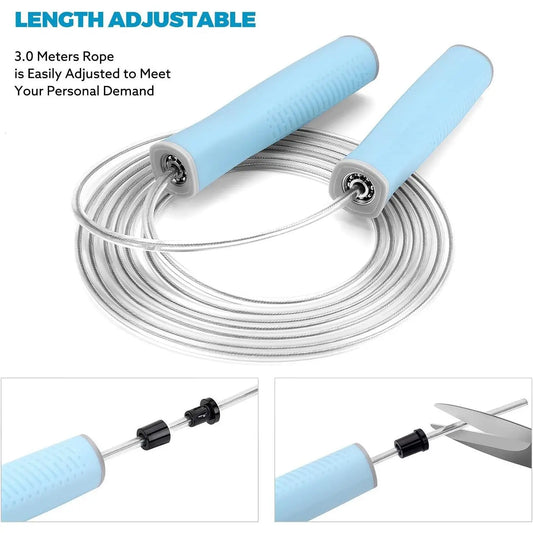 Jump Rope 3 Styles | 1-LB Weighted Jump Rope for Adults Women. || Speed Jump Rope with Ball Bearings for Fitness. ||| Lightweight Skipping Ropes (2 Pack) for and Adult Beginners.