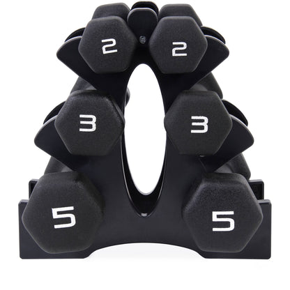 Barbell 32 Lb Neoprene Dumbbell Set with Rack, Black