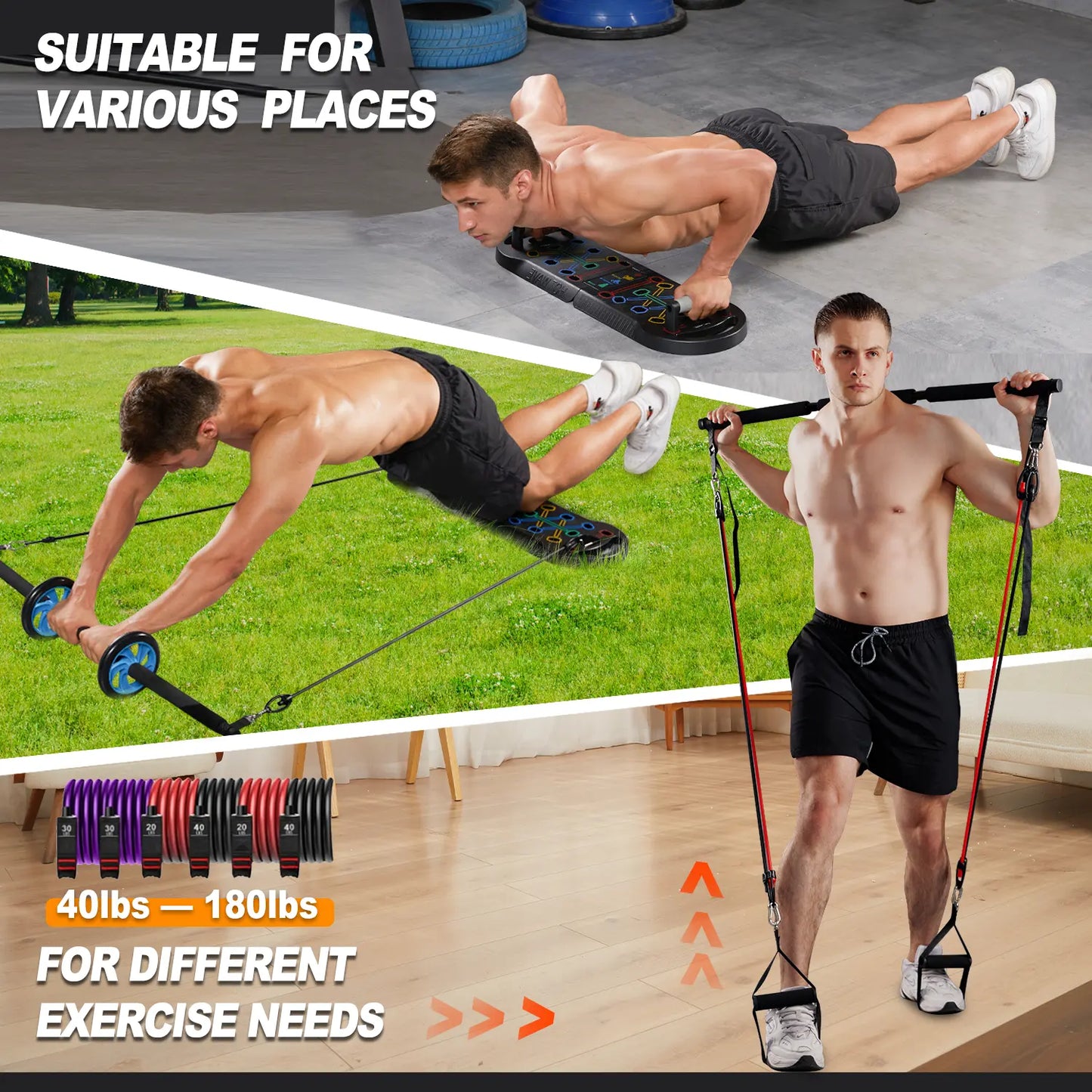 HOTWAVE Push up Board Fitness,Professional Strength Training Equipment for Chest, Shoulders, Back & Triceps, Portable Workout Station with Non-Slip Handles Home Exercise Machine Arm Exerciser Push up Stand Push up Bars
