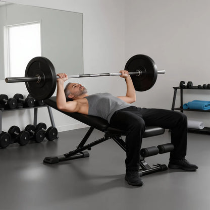 SAVEYOUR Adjustable Incline Weight Bench, Foldable Workout Equipment with High-Density Foam and Resistance Bands for Home Gym Strength Training, Weight Training Equipment, Workout Fitness Equipment