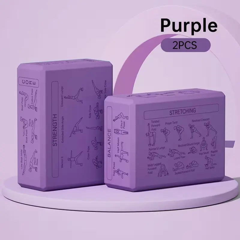 2Pcs Yoga Blocks with Pose Guide, Soft Non-Slip Design, Ideal for Yoga, Meditation, Pilates, Enhances Flexibility, Durable High-Density Bricks, Yoga Equipment