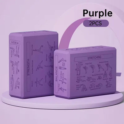 2Pcs Yoga Blocks with Pose Guide, Soft Non-Slip Design, Ideal for Yoga, Meditation, Pilates, Enhances Flexibility, Durable High-Density Bricks, Yoga Equipment