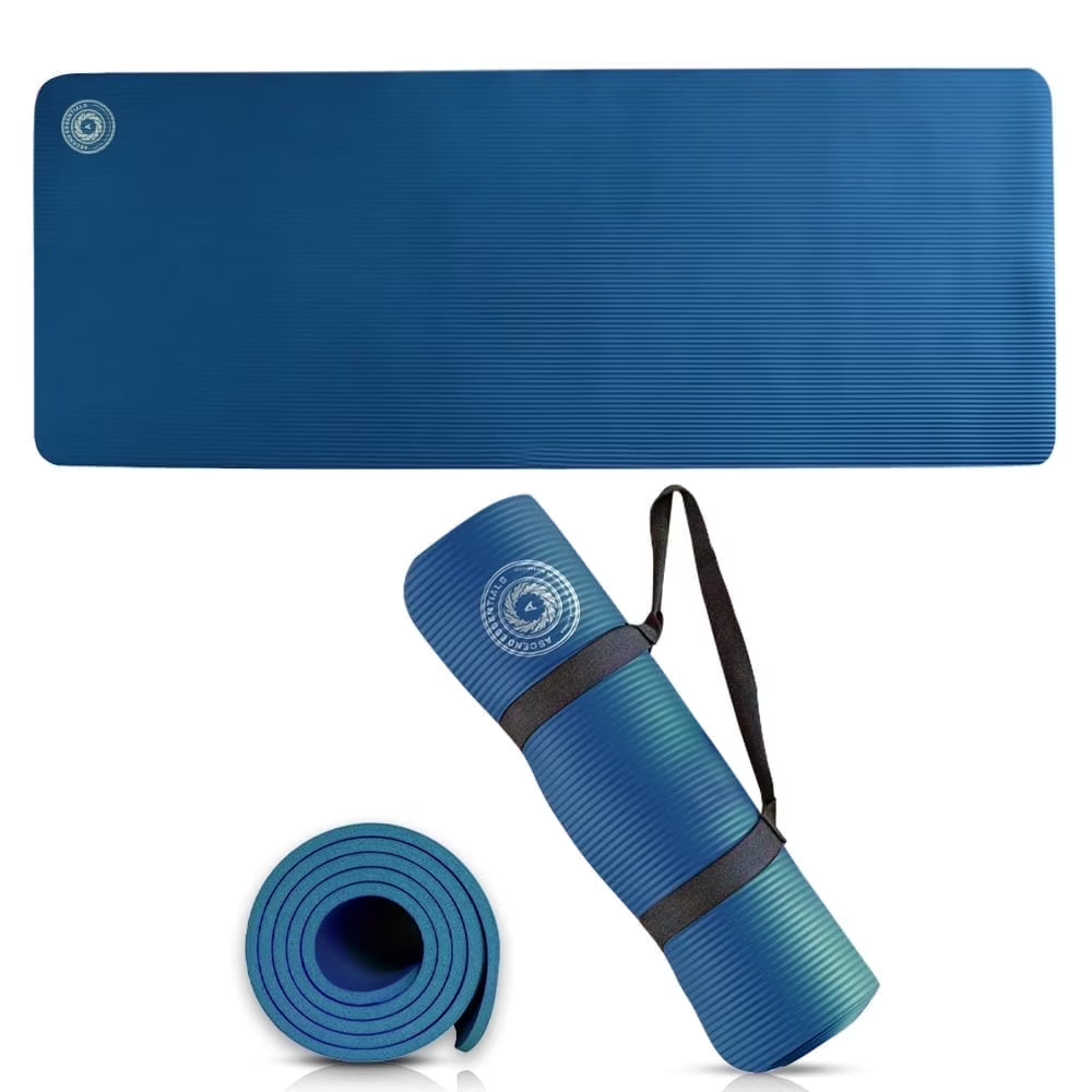 Yoga Mat 10 Mm Thickness with Carry Strap | Lightweight and Non Slip Yoga Mat for Pilates, Yoga | Free Ebook for Mat Workouts