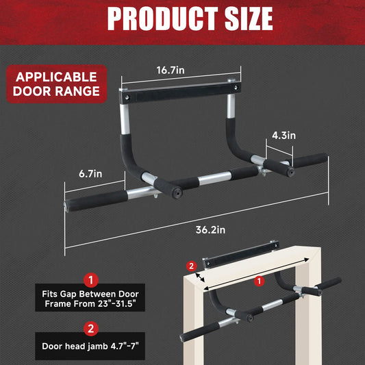 Pull-Up Bar for Door Frame Adjustable Portable Upper Body Fitness Workout for Home Gyms