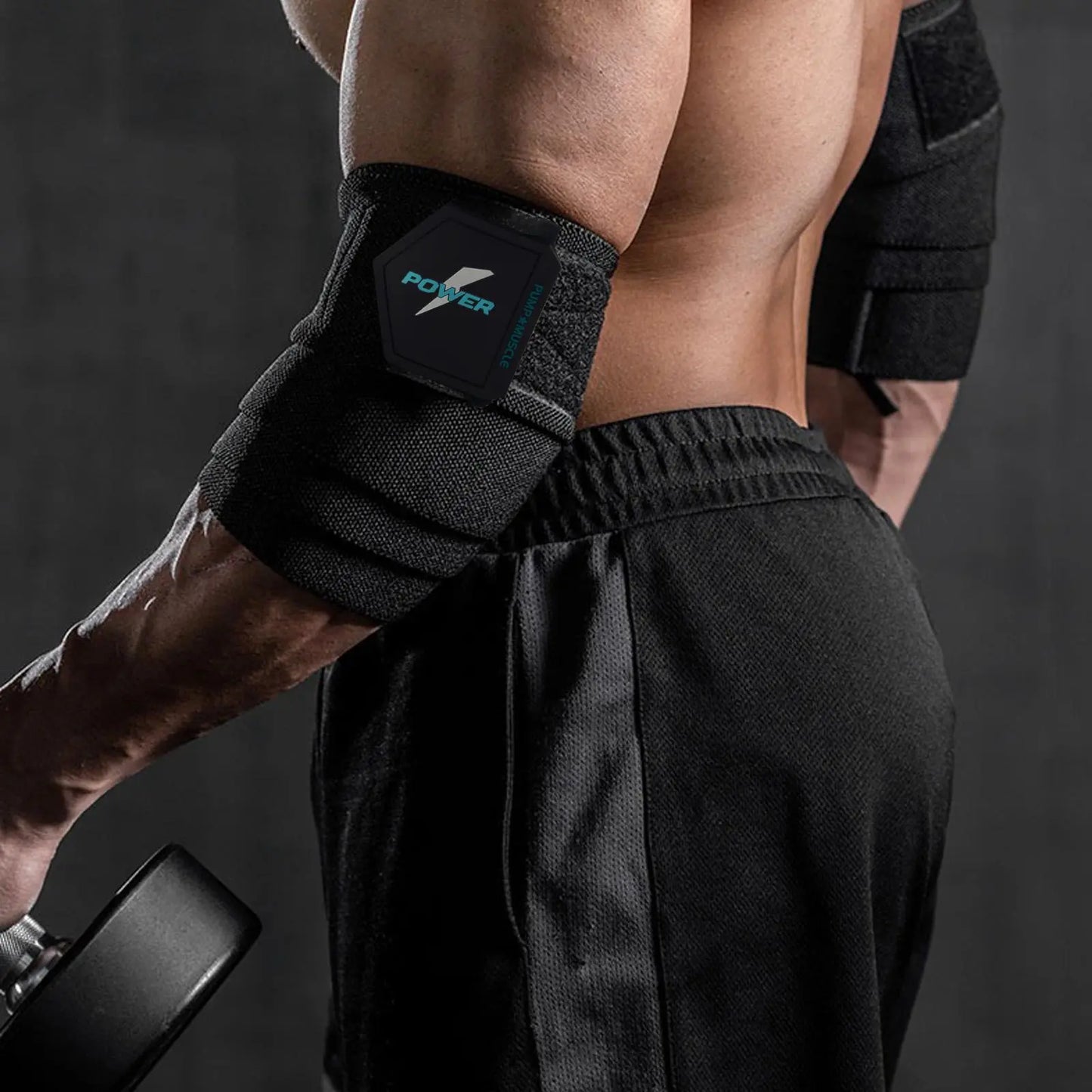 Premium Elbow Wraps for Weightlifting, 1 Pair Powerlifting Gym Workout, Elastic Sport Band, Elbow Support and Guard for Bench Press, Fitness Exercise Accessories, Strength Training Accessory, Fitness Training Straps