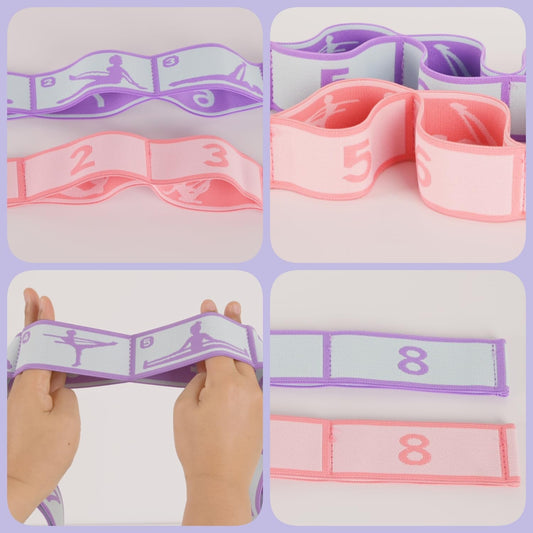 Elastic Yoga Stretching Strap with Loops,  Stretch Straps for Physical Therapy, Pilates Stretch Band, Elastic Exercise Bands, Leg Stretching Strap, Stretch Resistance Bands for Exercise