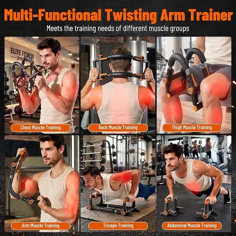 Twister Arm Trainer, Dual Triple-Spring, 30-180Lb Adjustable, Chest Arm Shoulder Workout Equipment, Portable Detachable Arm Twister Exerciser for Men, Chest Expander for Gym Home Fitness