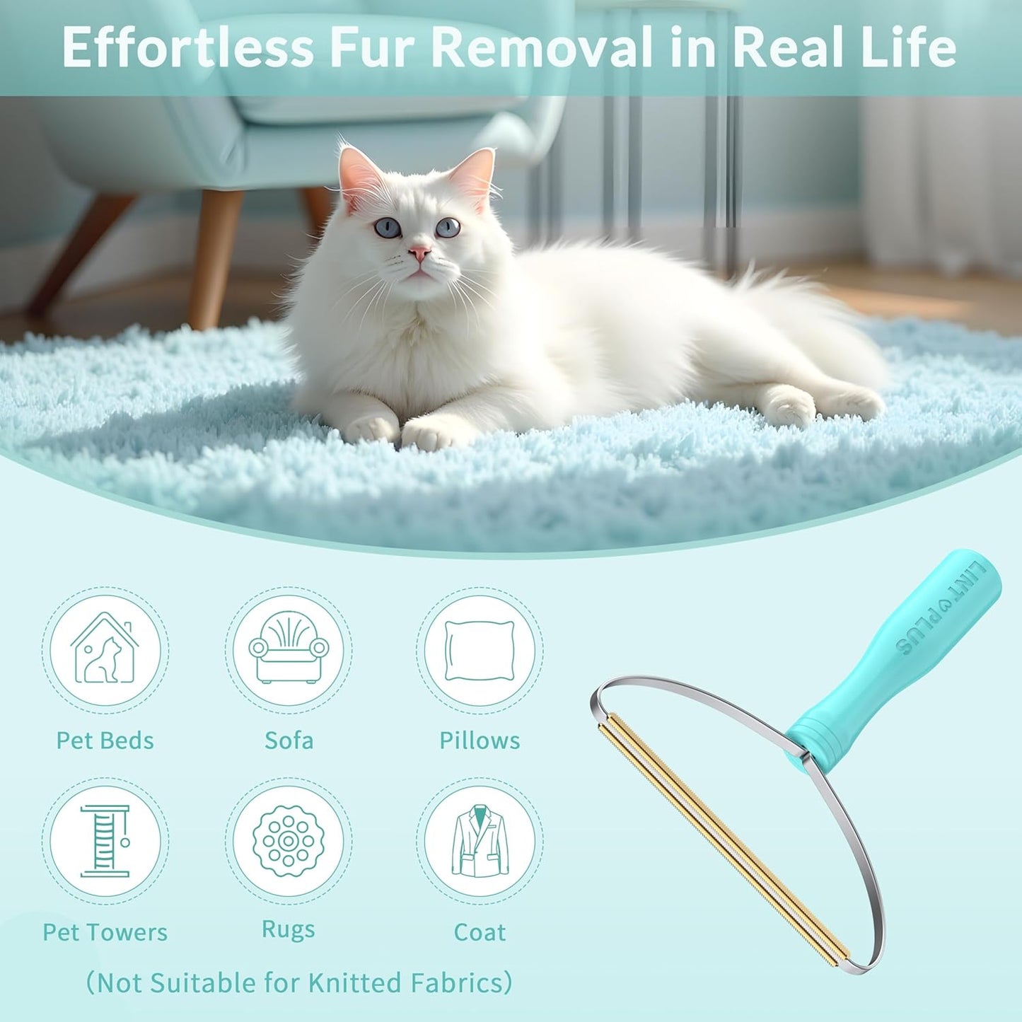 Deep Cleaner Pro Pet Hair Remover-Special Cat Hair Remover Multi Fabric Edge and Carpet Rake Scraper by -Dog Hair Remover for Rugs,Couch & Pet Towers-Easy to Every Hair!