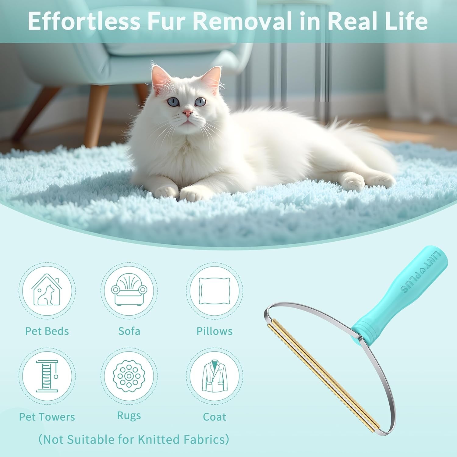 Deep Cleaner Pro Pet Hair Remover-Special Cat Hair Remover Multi Fabric Edge and Carpet Rake Scraper by -Dog Hair Remover for Rugs,Couch & Pet Towers-Easy to Every Hair!