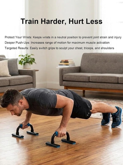 Push up Bars, 4-Inch Elevated Pushup Handles with Wide Non-Slip Base