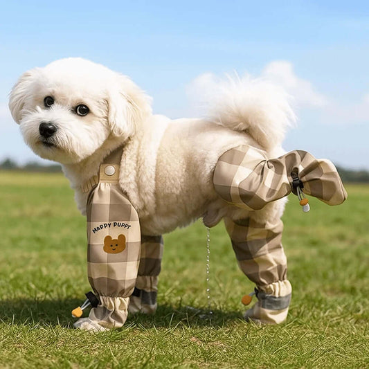 Full Leg Protection Reflective Stripe Pet Pants Adjustable Waterproof Pet Strolling Pants Dustproof Anti-Slip Dog Jumpsuit Shoes