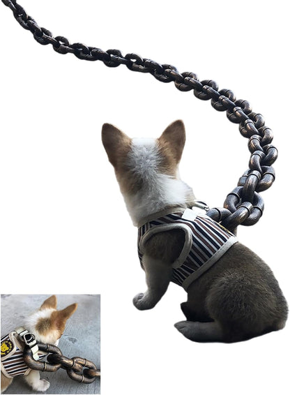 Big Dog Chain Leash, Funny Dog Leash, Plastic Material, Imitates Iron Chains, 75" Long, Chihuahua Teddy Poodle Papillon 1Pc (Silvery)