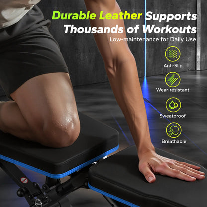 Merach Weight Bench, Foldable Weight Benches for Home Gym with 990 LBS, Adjustable Weight Bench with 72 Training Angles, Incline Bench Press for Full Body Backtoschool