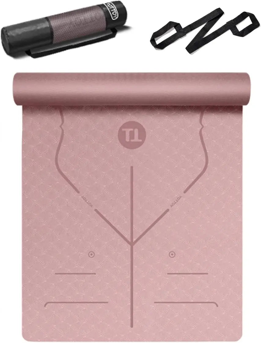 Hello Life - Premium Tottoy Yoga Mat Extra Wide Non-Slip TPE Mat for Exercise Fitness 72"X32"X1/3" for Women & Men