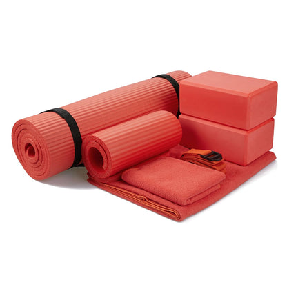 7-Piece Set - Include 1/2" Thick Yoga Mat with Carrying Strap, 2 Yoga Blocks, Yoga Mat Towel, Yoga Hand Towel, Yoga Strap and Yoga Knee Pad