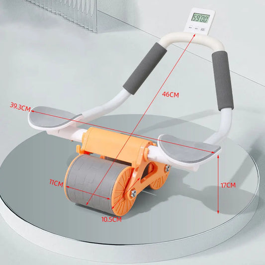 Ab Roller Wheel with Rebound Design, Core Trainer with Elbow Support & Timer, Home Gym Fitness Equipment for Strength Training