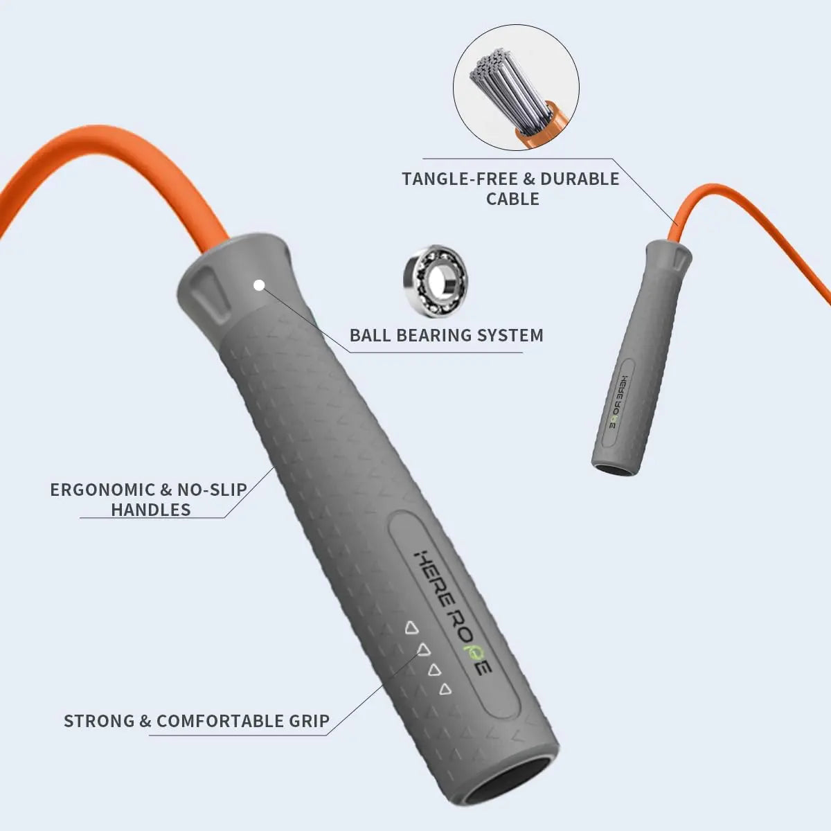 Hererope Weighted Jump Rope for Fitness Durable 8MM Cable 1/2Lb Heavy Jump Rope, Ergonomic Grip, Ball Bearing, Adjustable Jump Rope Weighted for Men Women, Crossfit, Muay Thai, MMA, High-Intensity Training