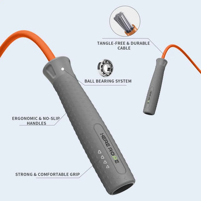 Hererope Weighted Jump Rope for Fitness Durable 8MM Cable 1/2Lb Heavy Jump Rope, Ergonomic Grip, Ball Bearing, Adjustable Jump Rope Weighted for Men Women, Crossfit, Muay Thai, MMA, High-Intensity Training