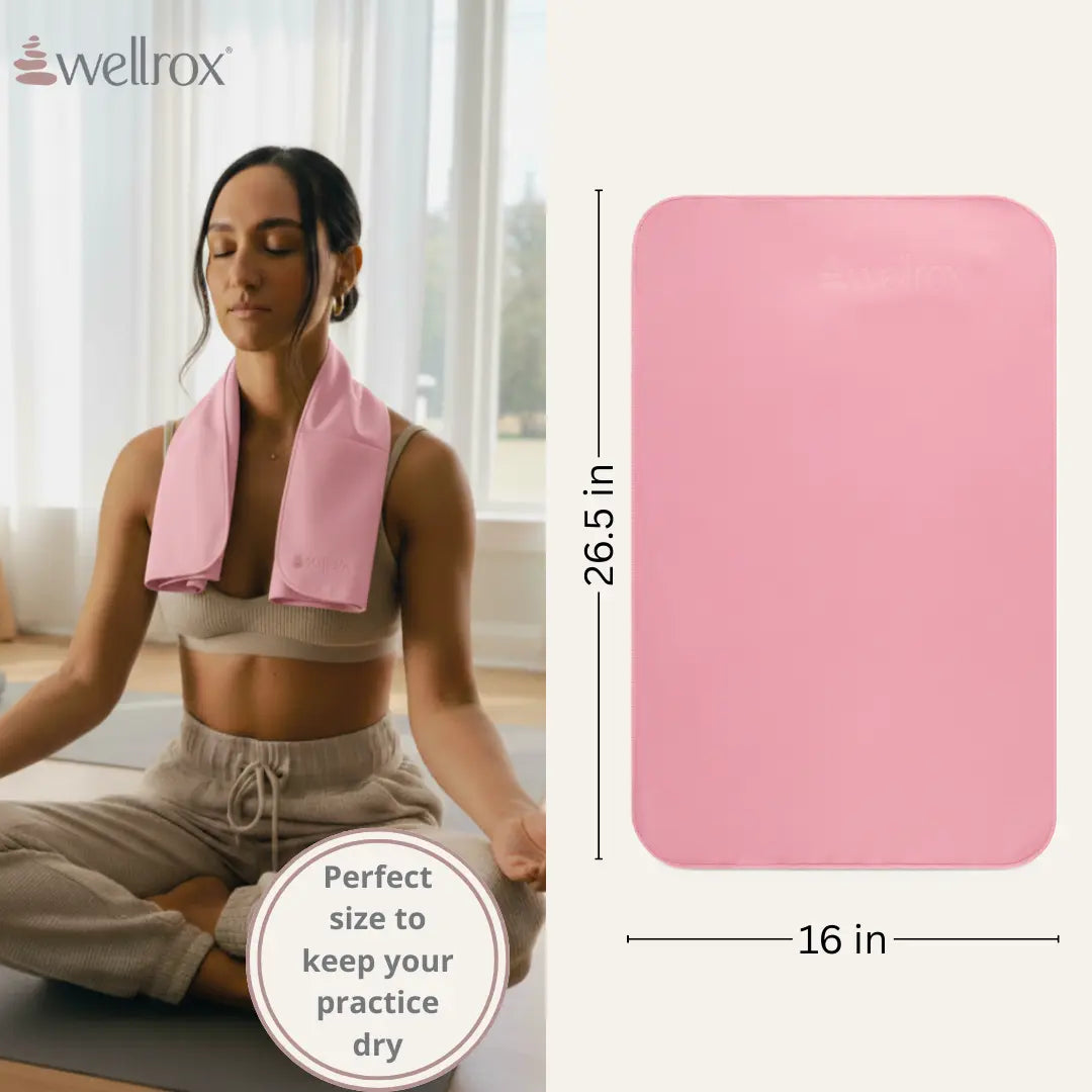 Wellrox Ultra-Absorbent Microfiber Yoga Hand Towel - Premium Yoga Fitness Equipment, Keeps You Dry during Intense Sessions (26.5"X16"), Intense Yoga Sessions