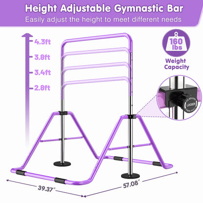 Gymnastics Bar for Kids，Adjustable Height Folding Horizontal Bars, Junior Gymnastics Equipment Training Children Monkey Bars for Home Practice Using