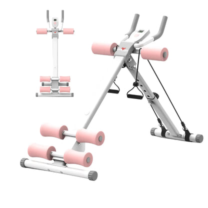 RELIFE Foldable Core Abdominal Trainer - Steel Frame Abs Workout Equipment, 3-Level Adjustable Strength Gear with Resistance Bands, Twist Function, Black & Pink at Home Gym Equipment (Max 440Lbs Core Training Support), Home Workout