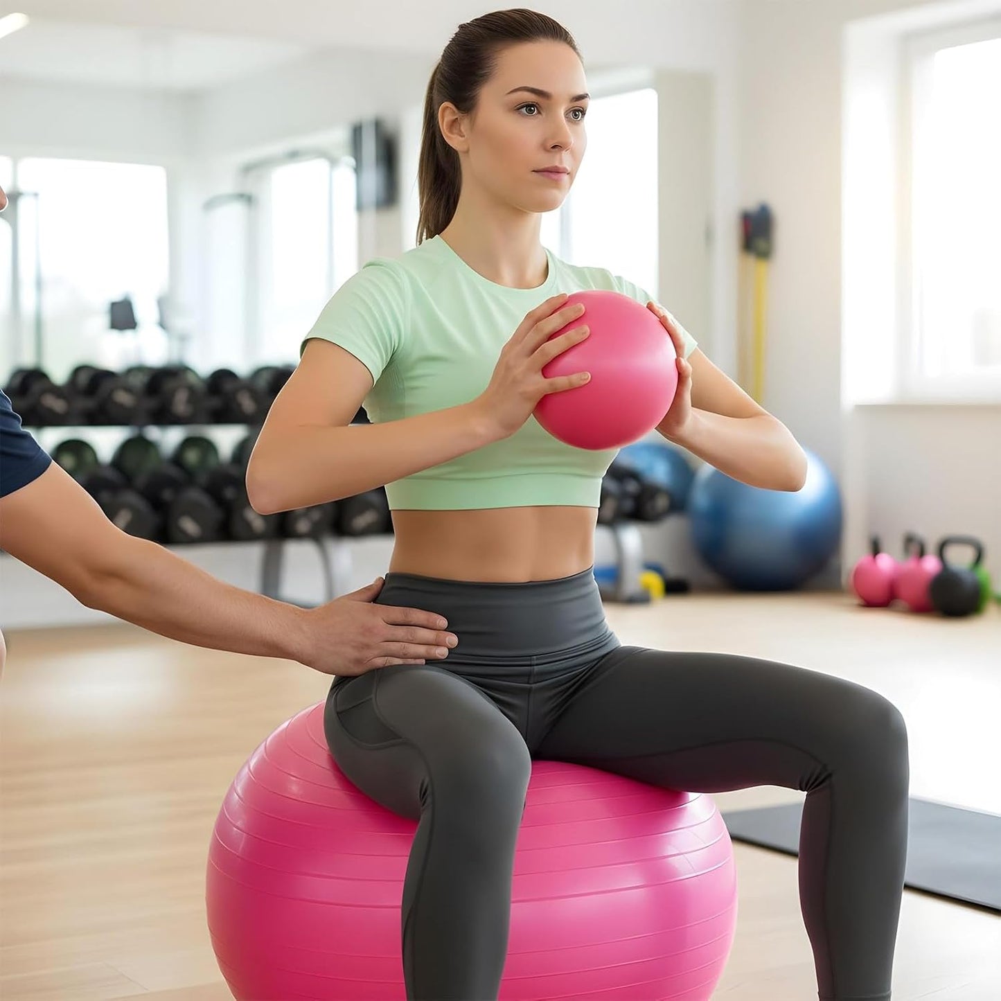2PCS Yoga Ball, 25Inch Thicked Anti-Burst Exercise Balls for Workout Stretching Stability, Non-Slip Balance Ball Equipment for Women Pilates Physical Therapy Pregnancy Labor Birthing Fitness