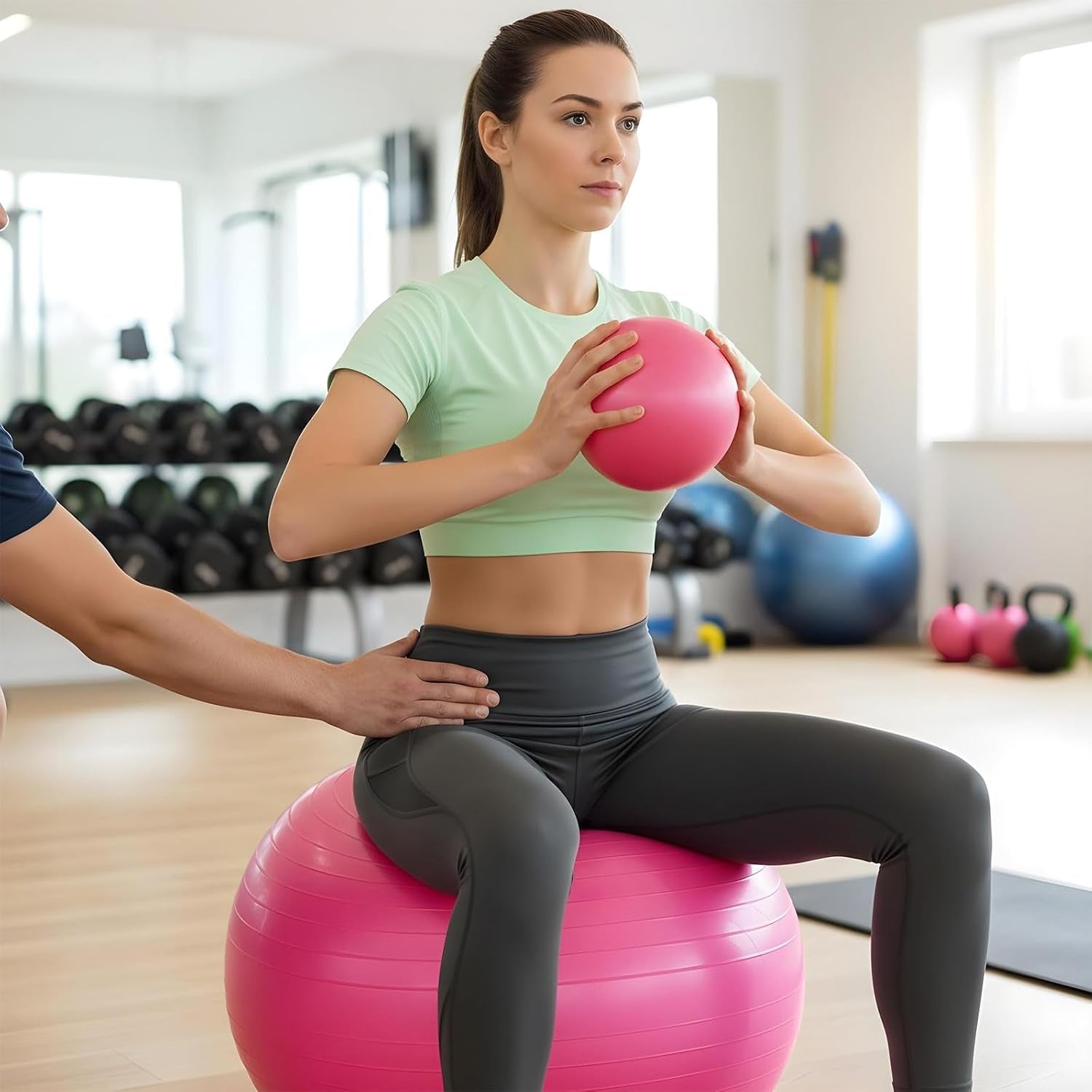 2PCS Yoga Ball, 25Inch Thicked Anti-Burst Exercise Balls for Workout Stretching Stability, Non-Slip Balance Ball Equipment for Women Pilates Physical Therapy Pregnancy Labor Birthing Fitness