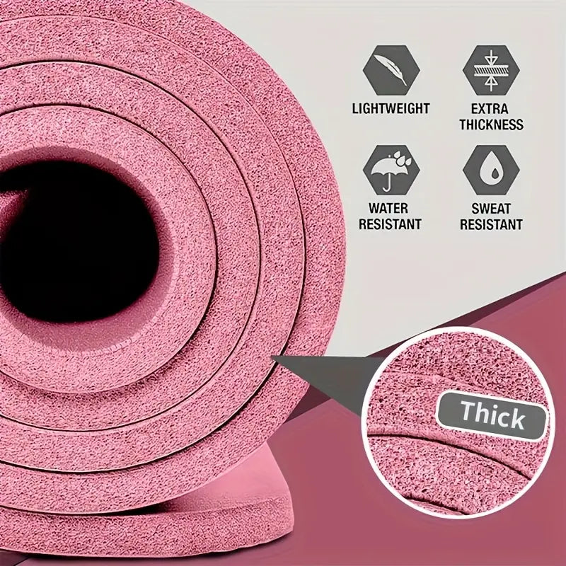 Extra Thick 0.8Cm/0.32In High-Density Tear-Resistant Exercise Yoga Mat with Carry Strap, Non-Slip Fitness and Sports Mat for Home Gym Pilates and Yoga Arm Landing Solar Eclipse Pink Products Yoga Equipment