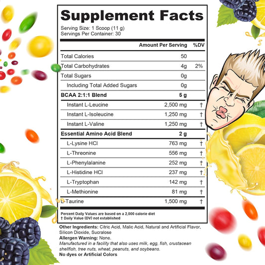 Generate Sour Rainbow Candy BCAA EAA Powder, 30 Servings | 12.95 Oz | 5G Bcaas and 2G Eaas per Serving for Post-Workout Recovery, Hydration, Lean Muscle Support and Protein Synthesis